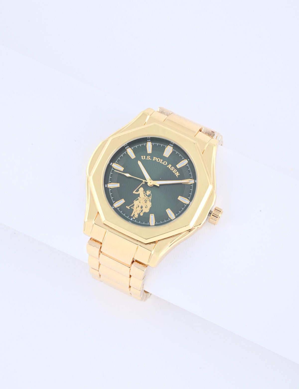 Gold Link Green Dial Analog Watch for Men | Luxury Timepiece