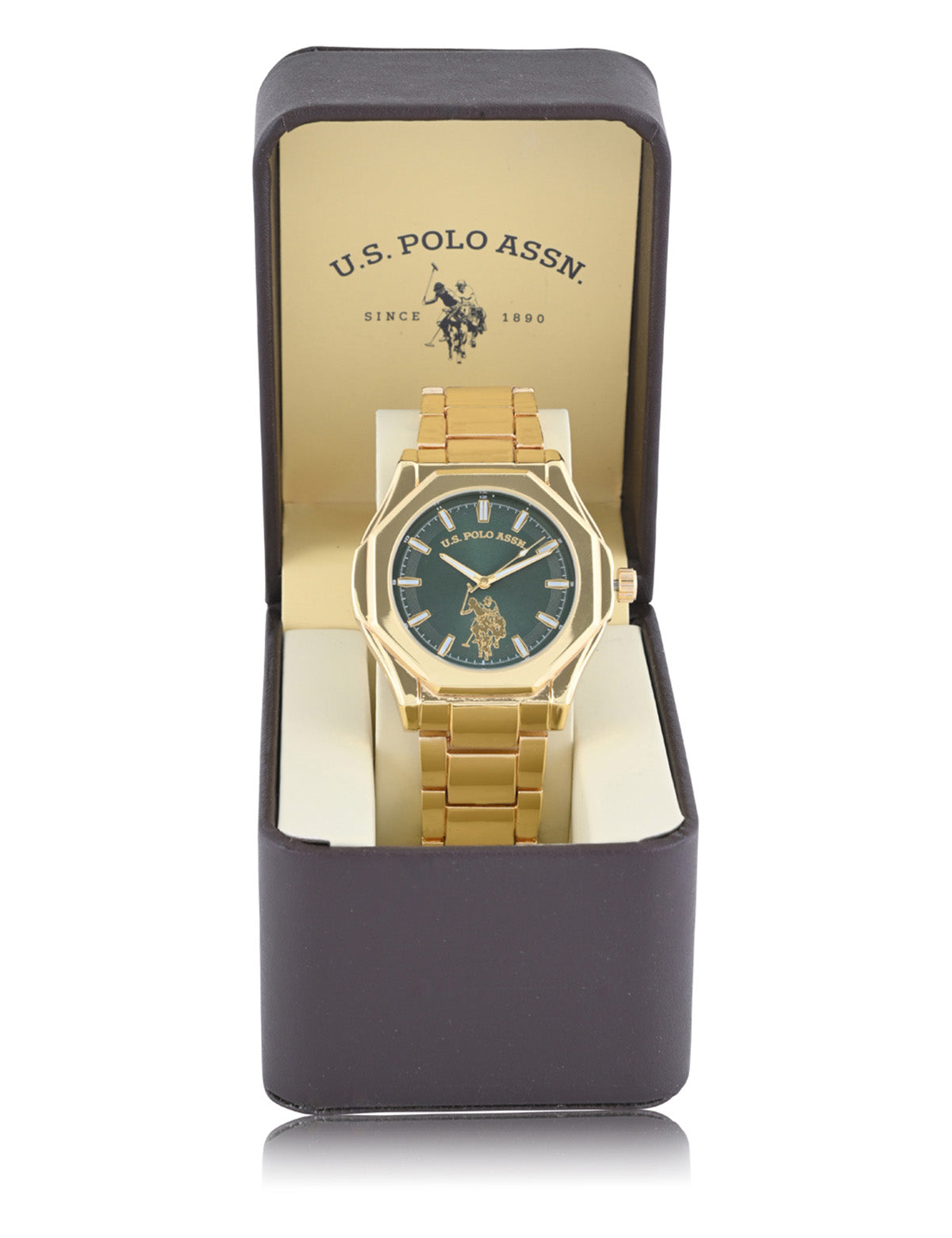 Gold Link Green Dial Analog Watch for Men | Luxury Timepiece