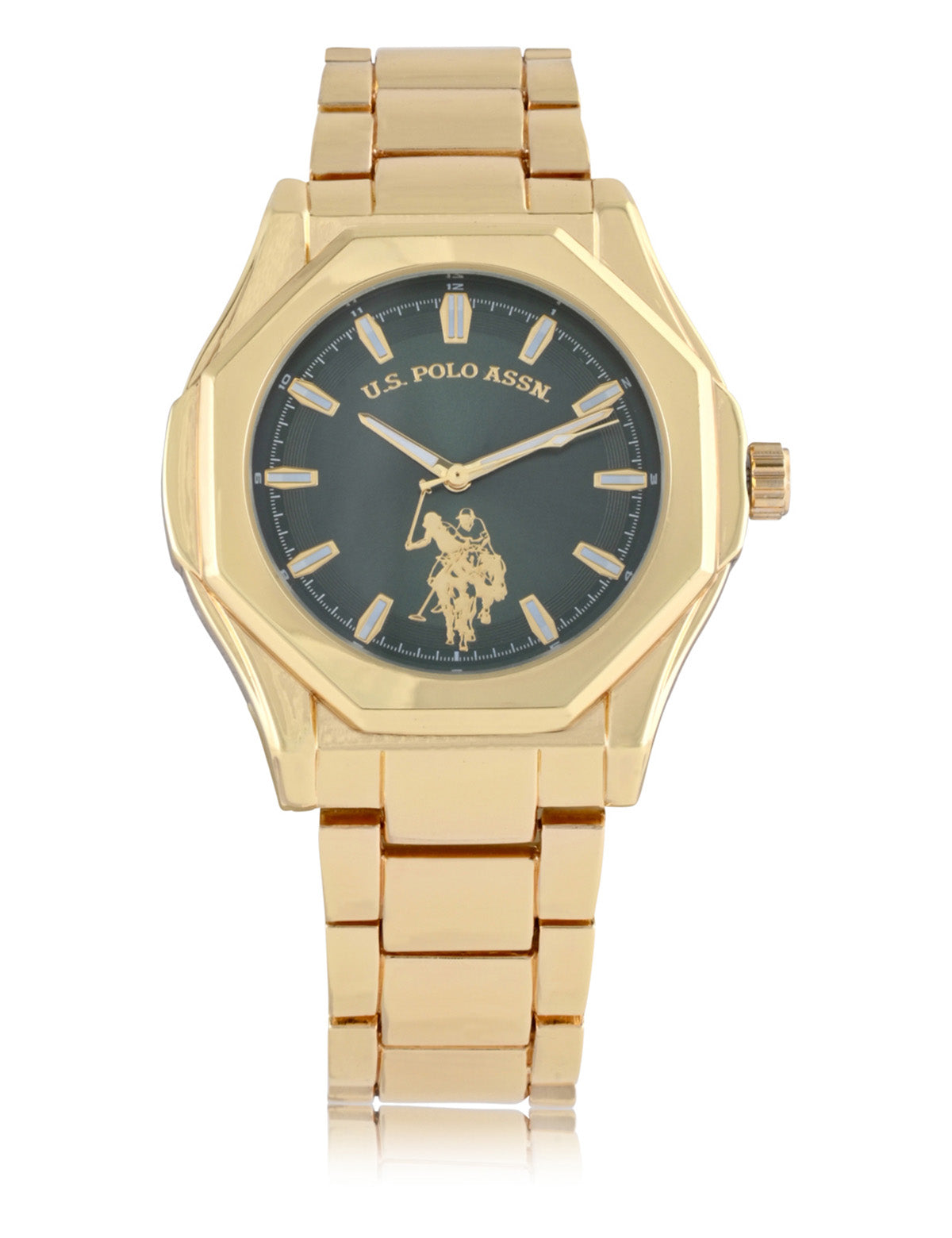 Gold Link Green Dial Analog Watch for Men | Luxury Timepiece