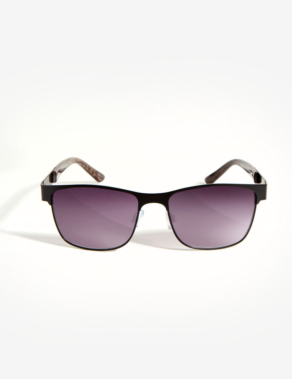 Men's Wood Grain Rectangular Sunglasses with UV Protection | Matte Black Frame