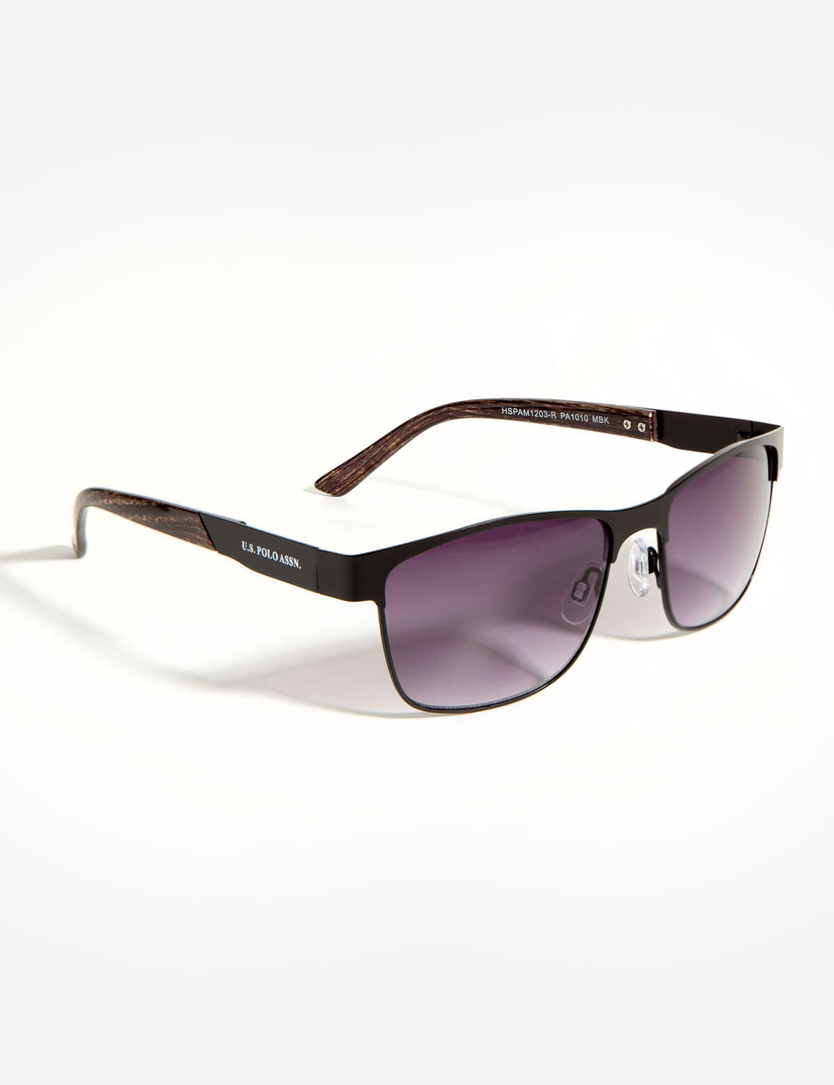 Men's Wood Grain Rectangular Sunglasses with UV Protection | Matte Black Frame