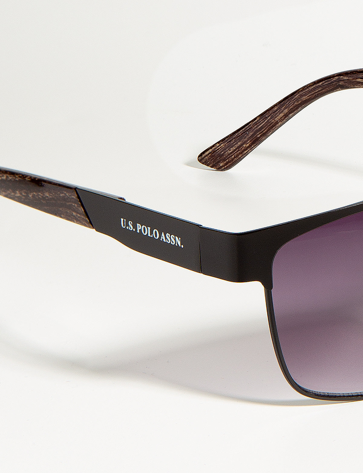 Men's Wood Grain Rectangular Sunglasses with UV Protection | Matte Black Frame
