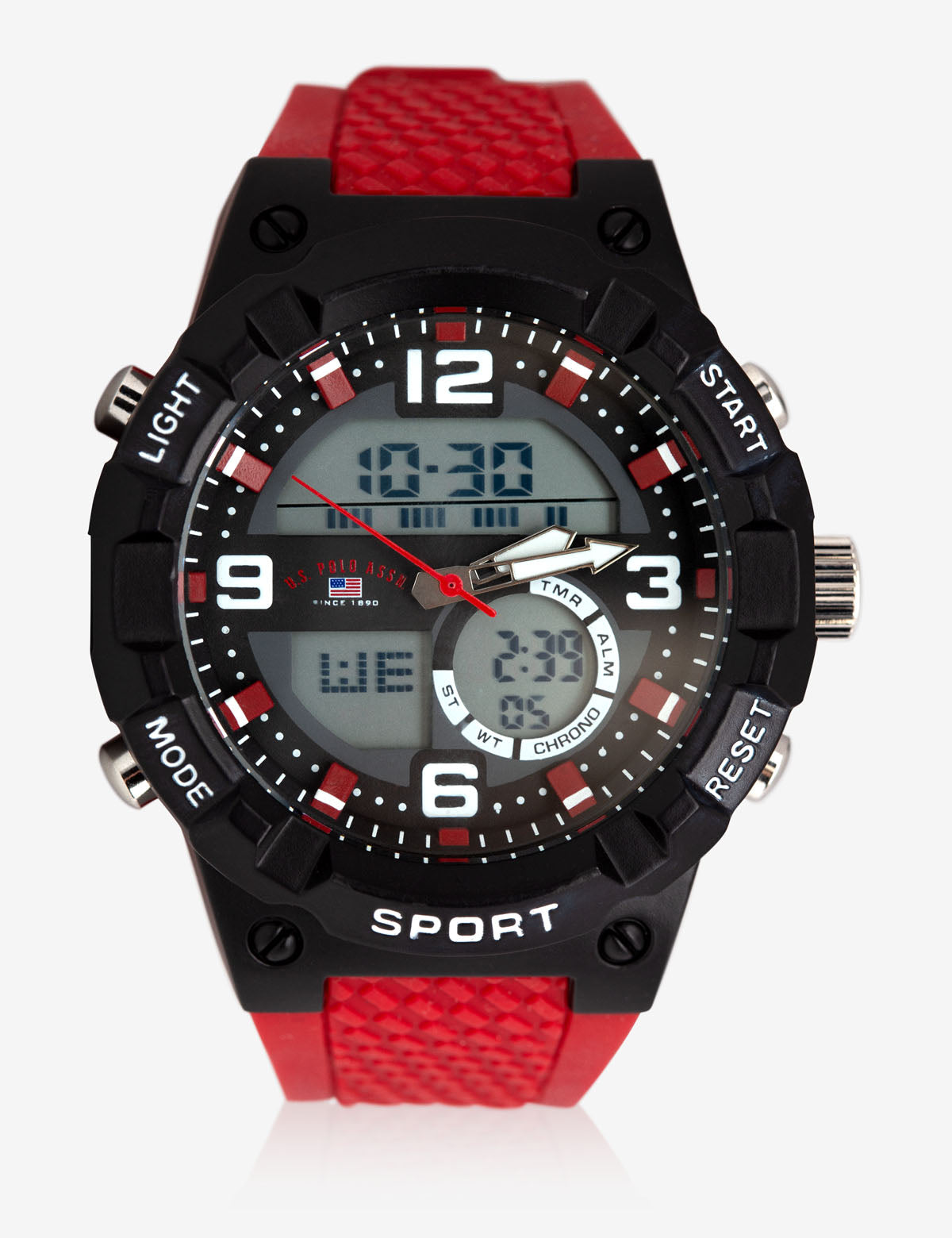 Men's Sport Watch with Red Strap & Glass Dial | USPA