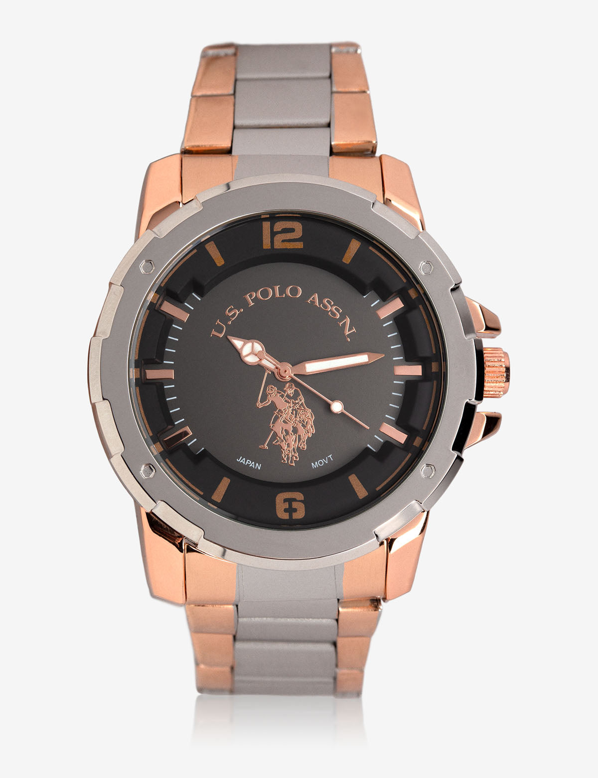 Men's Stainless Steel & Rose Gold Watch with Glass Dial | USPA