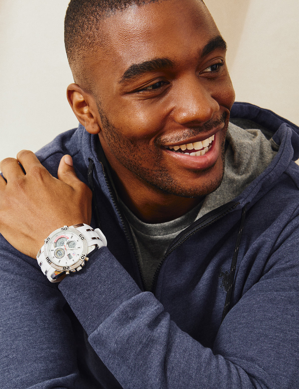 Men's White Digital Sports Watch with Rubber Strap | ANA