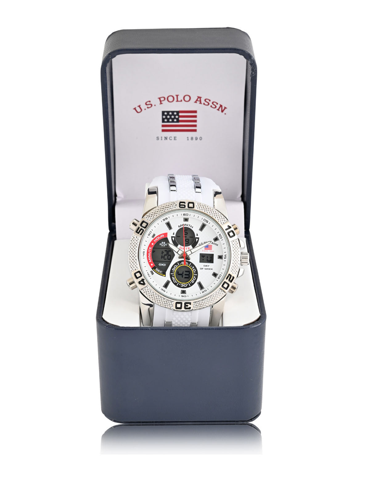 Men's White Digital Sports Watch with Rubber Strap | ANA