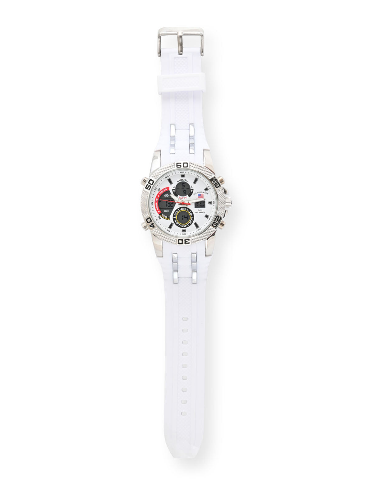 Men's White Digital Sports Watch with Rubber Strap | ANA