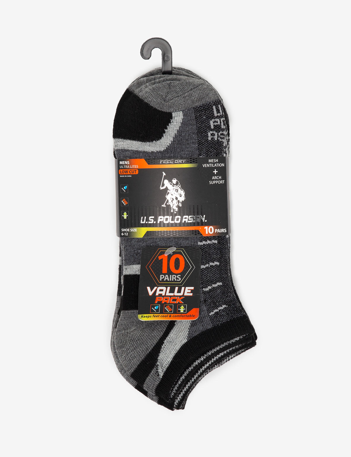 Men's 10-Pack Low Cut Performance Socks for Sports & Running