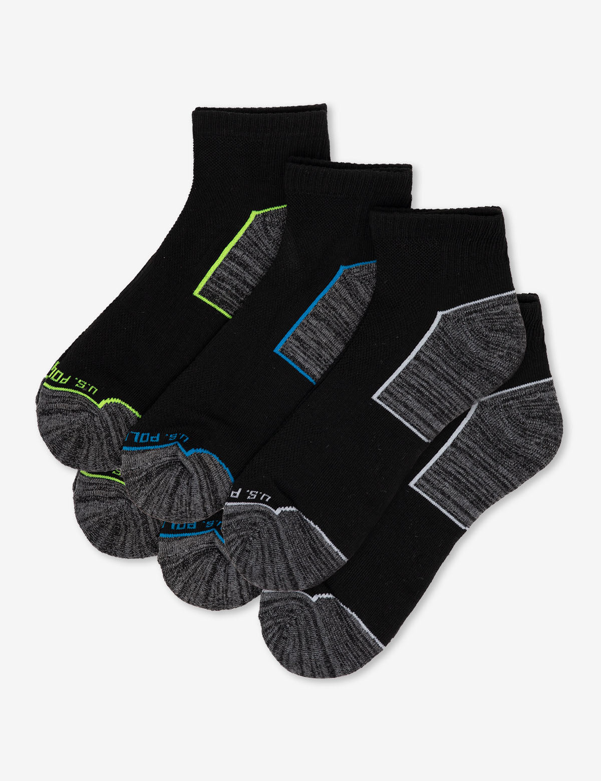 Men's 6-Pack Black Tipped Quarter Crew Socks | Comfort & Durability