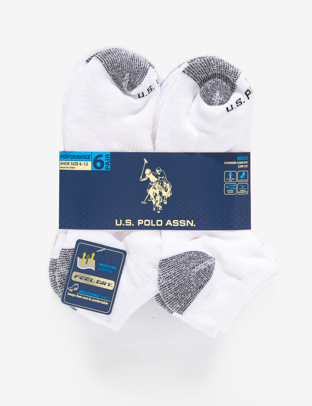 Men's 6-Pack Low Cut Performance Socks for Running & Gym