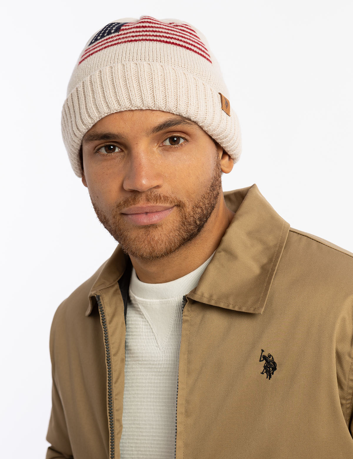 Fleece Lined Beanie for Men with Flag Knit Design | Americana