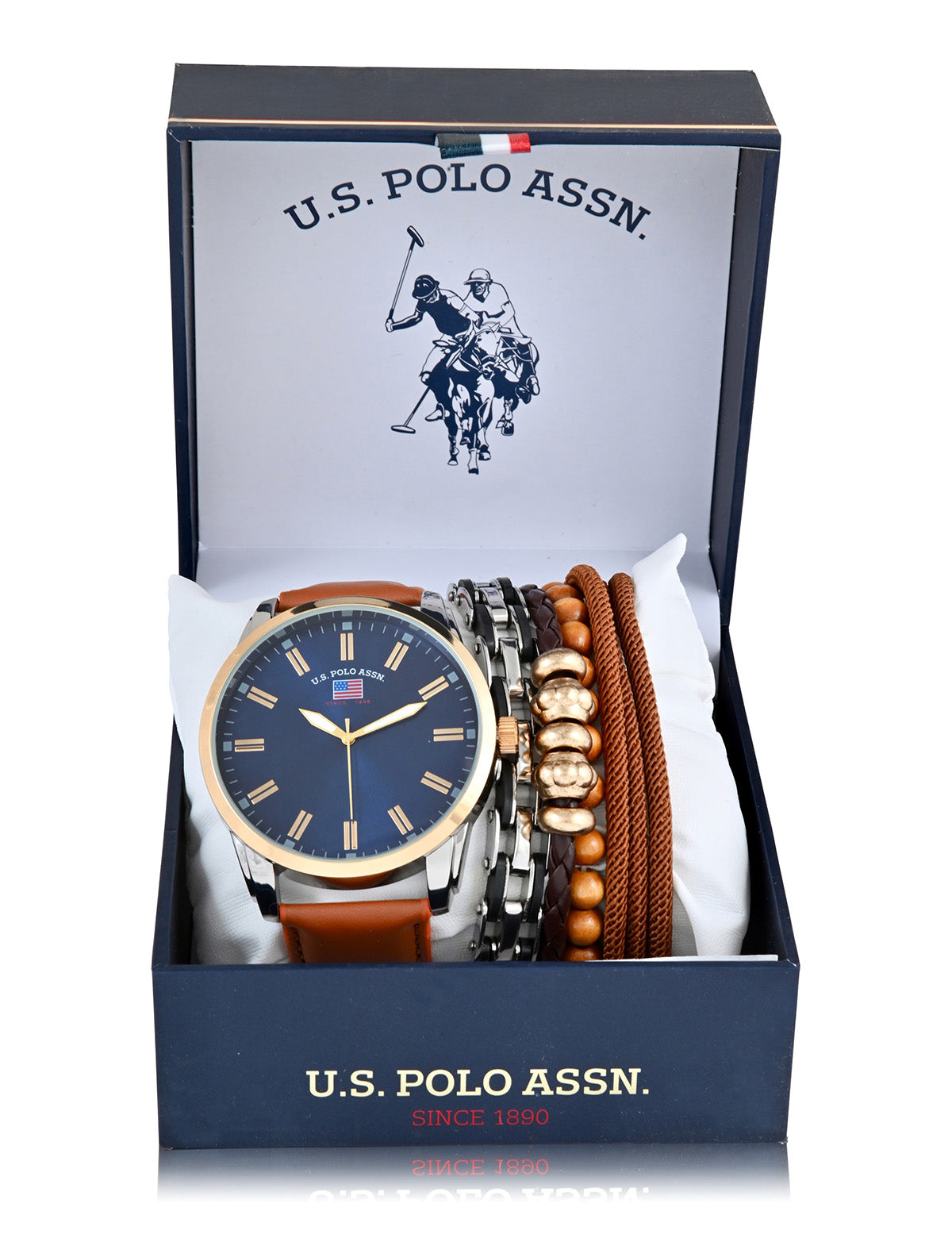 Men's Brown Leather Watch & Bracelet Set | Stylish Accessories