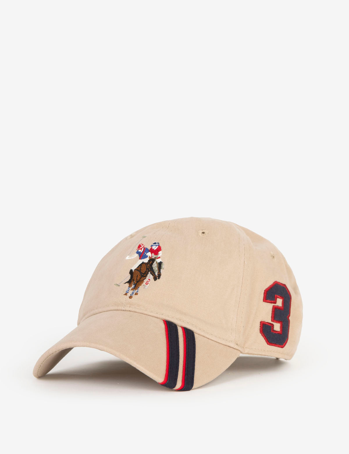 Men's Striped Visor Hat with Multi-Logo Design