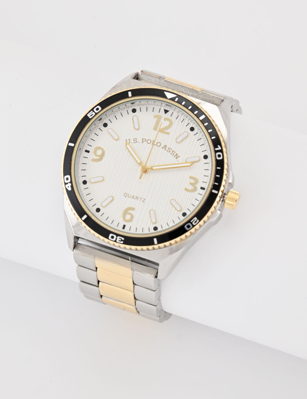 Two-Tone Silver & Gold Men's Link Watch | Analog Dress Timepiece