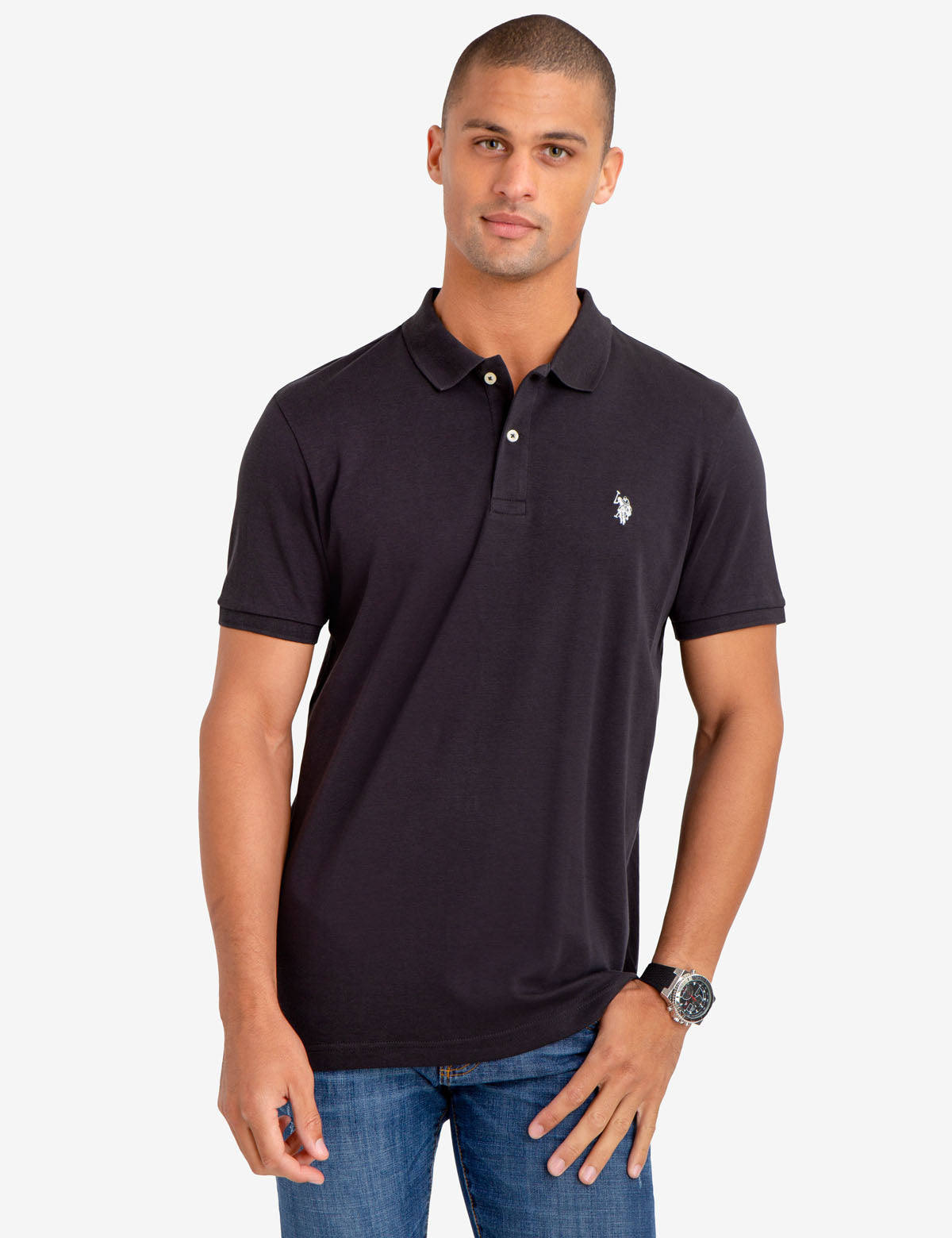 Solid Interlock Polo Shirt for Men | Classic Fit & Breathable Fabric