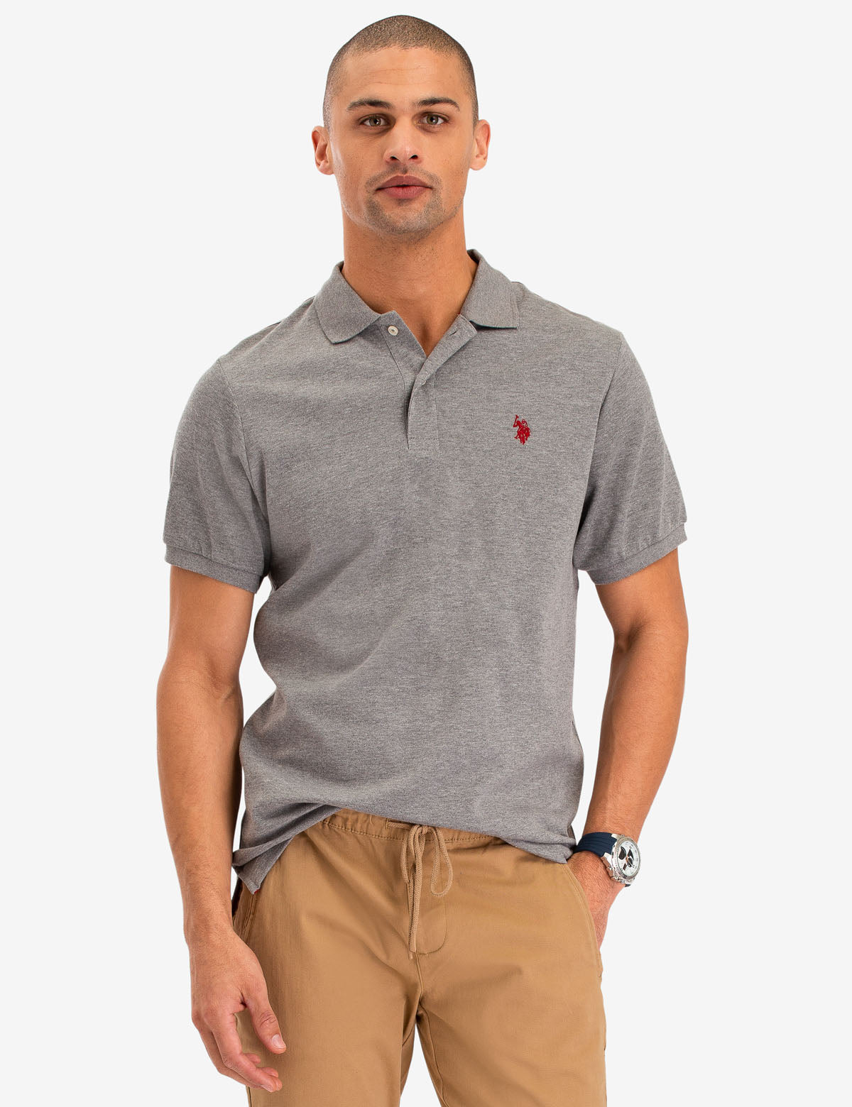 Solid Interlock Polo Shirt for Men | Classic Fit & Breathable Fabric