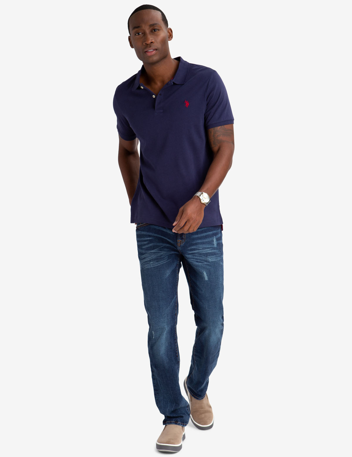 Solid Interlock Polo Shirt for Men | Classic Fit & Breathable Fabric