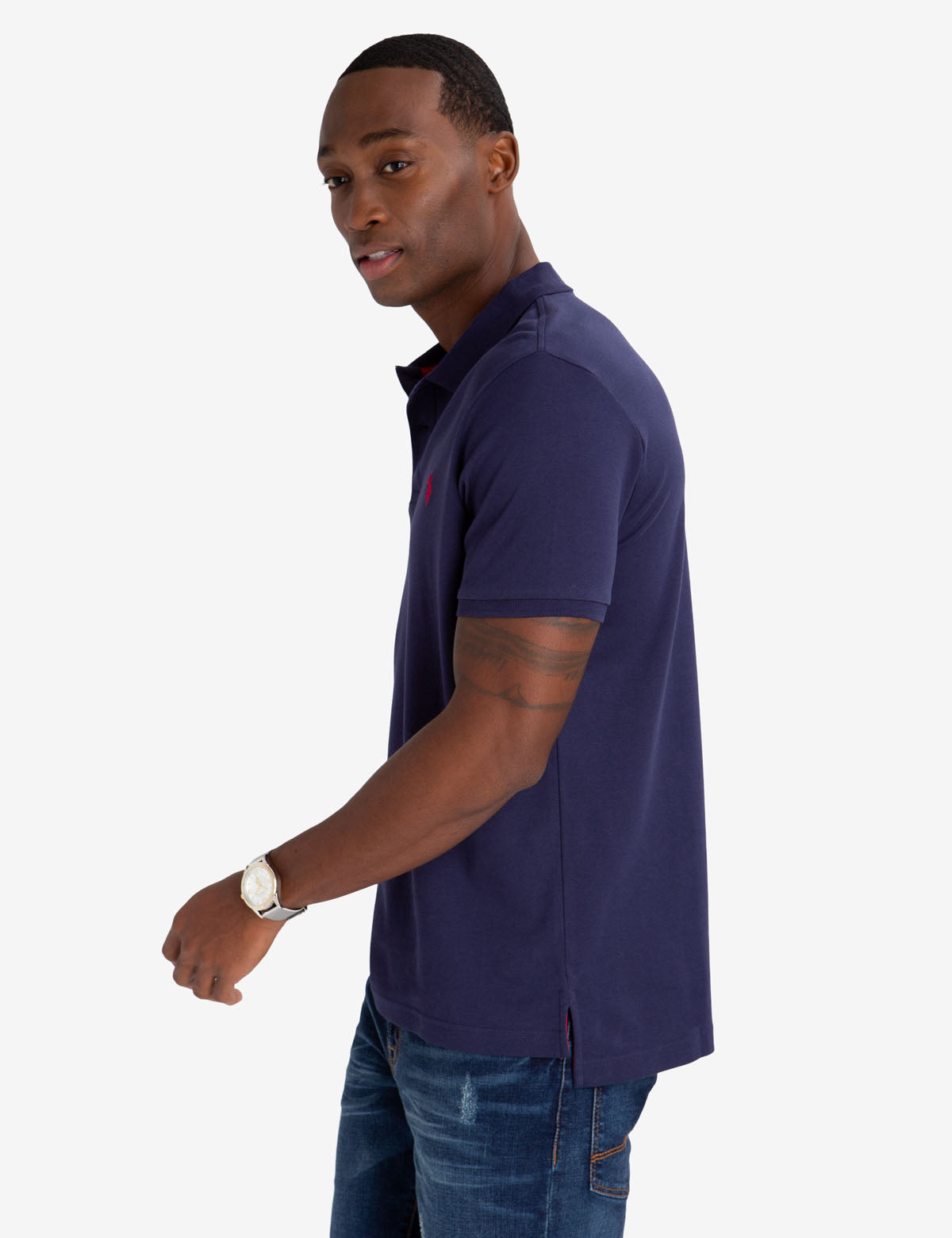 Solid Interlock Polo Shirt for Men | Classic Fit & Breathable Fabric
