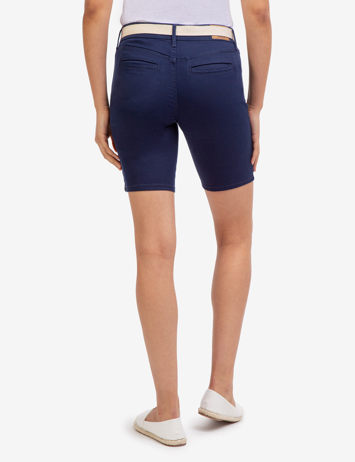 Mid Rise Slim Chino Shorts with Belt & Pockets | Casual Men's Wear