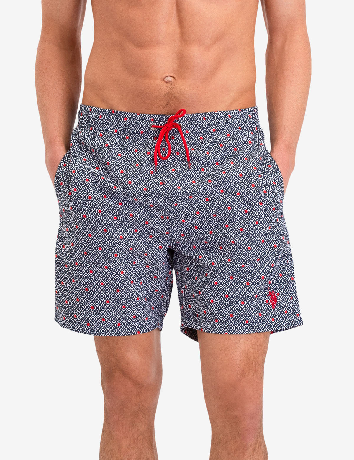 Mini Geometric Swim Trunks with Pockets | Quick-Dry Design