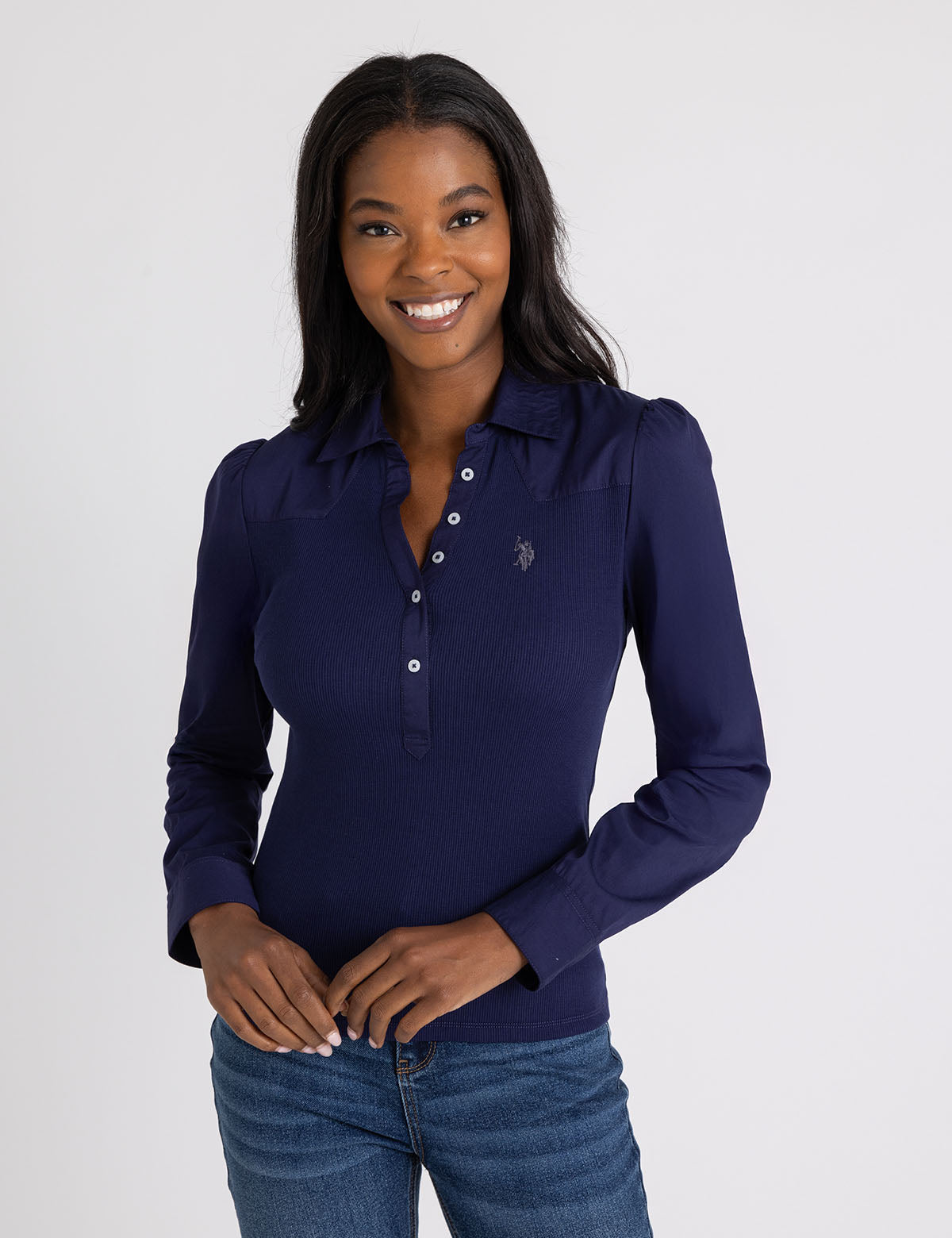 Mix Media Collar Popover Shirt | Casual Short Sleeve Top