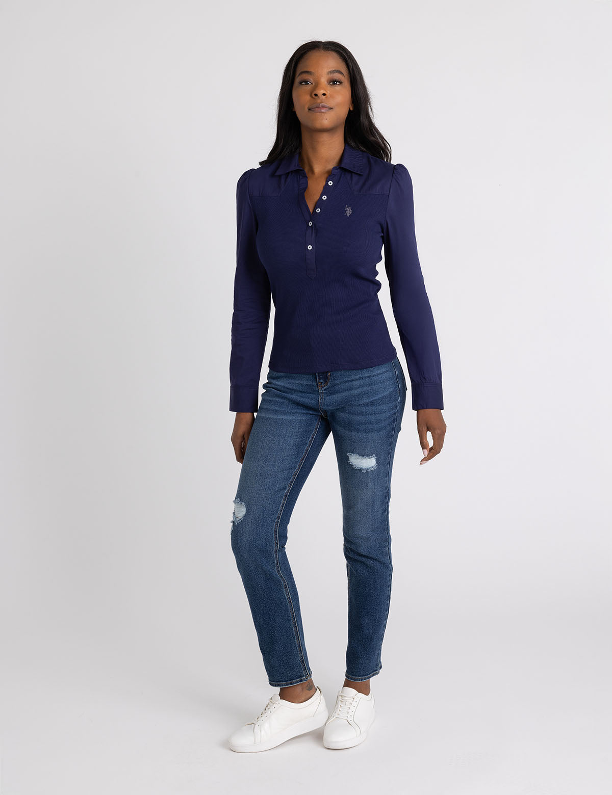 Mix Media Collar Popover Shirt | Casual Short Sleeve Top