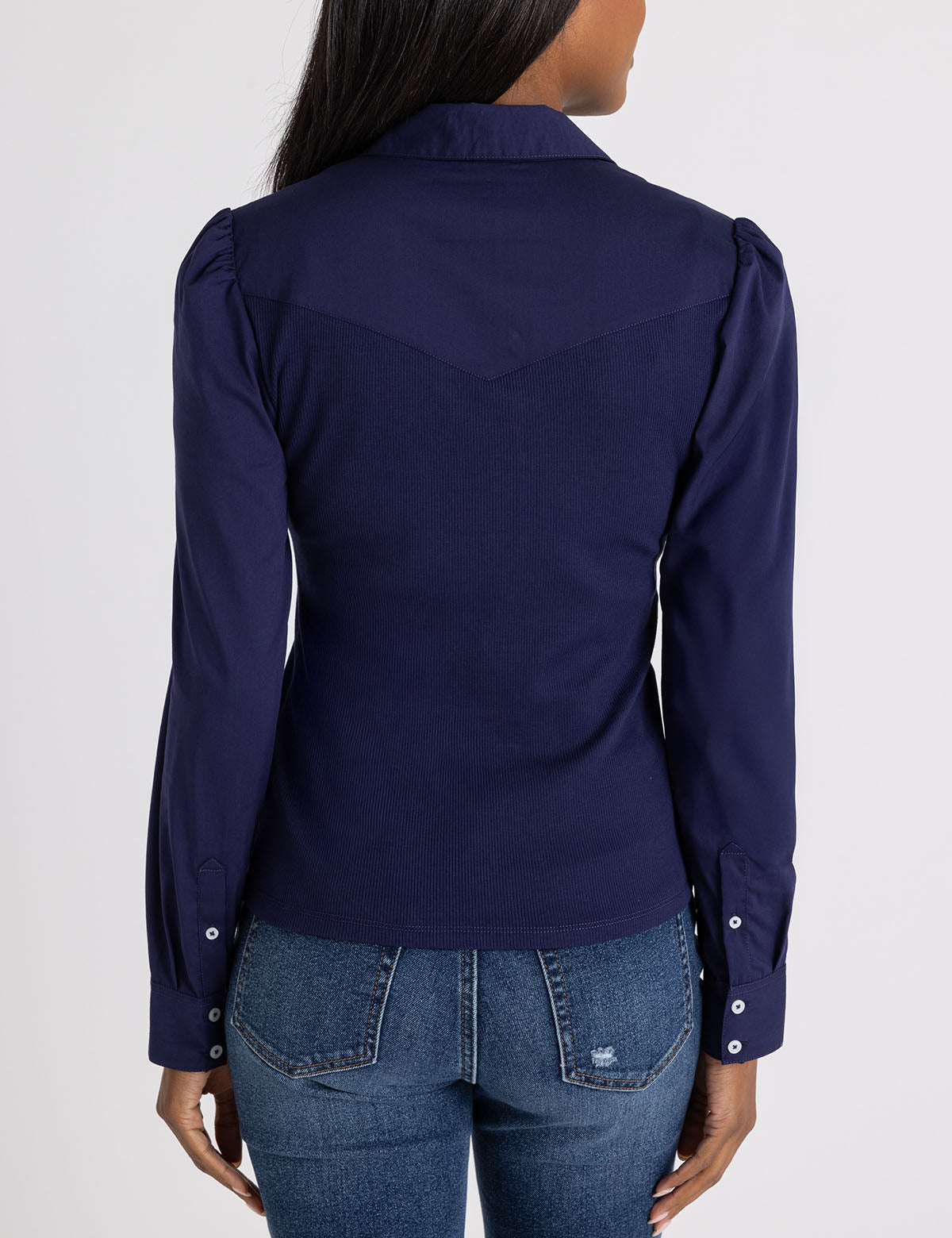 Mix Media Collar Popover Shirt | Casual Short Sleeve Top
