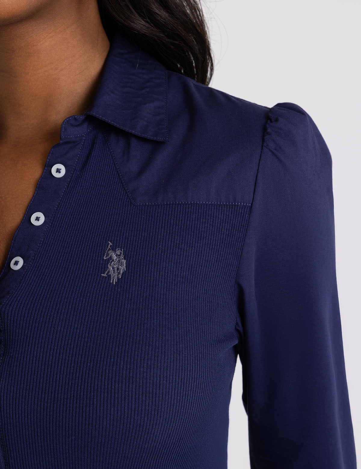 Mix Media Collar Popover Shirt | Casual Short Sleeve Top