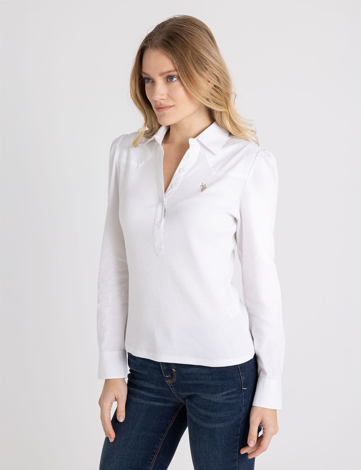 Mix Media Collar Popover Shirt | Casual Short Sleeve Top