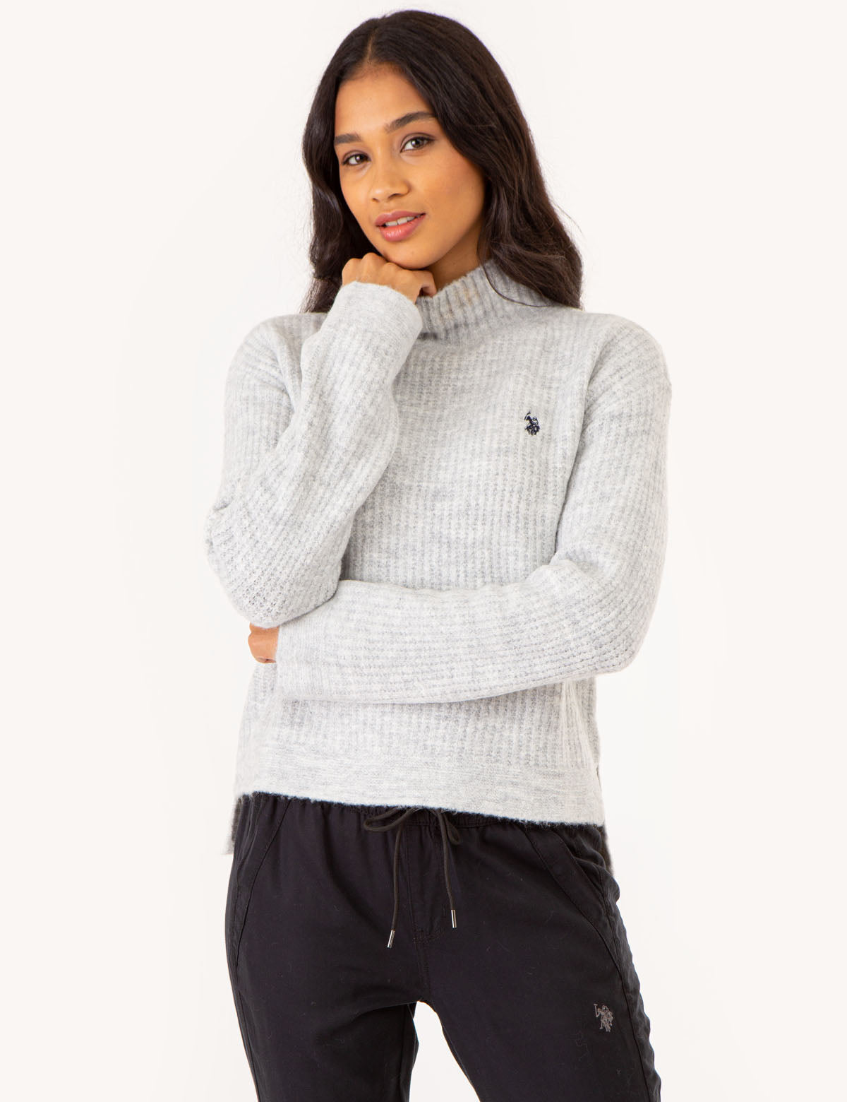 Mock Neck Side Slit Sweater for Women | Cozy Knit Pullover