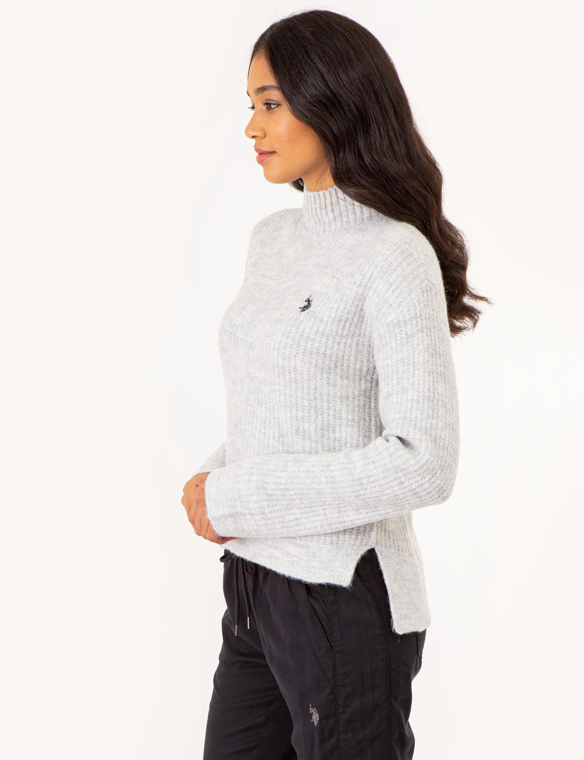 Mock Neck Side Slit Sweater for Women | Cozy Knit Pullover