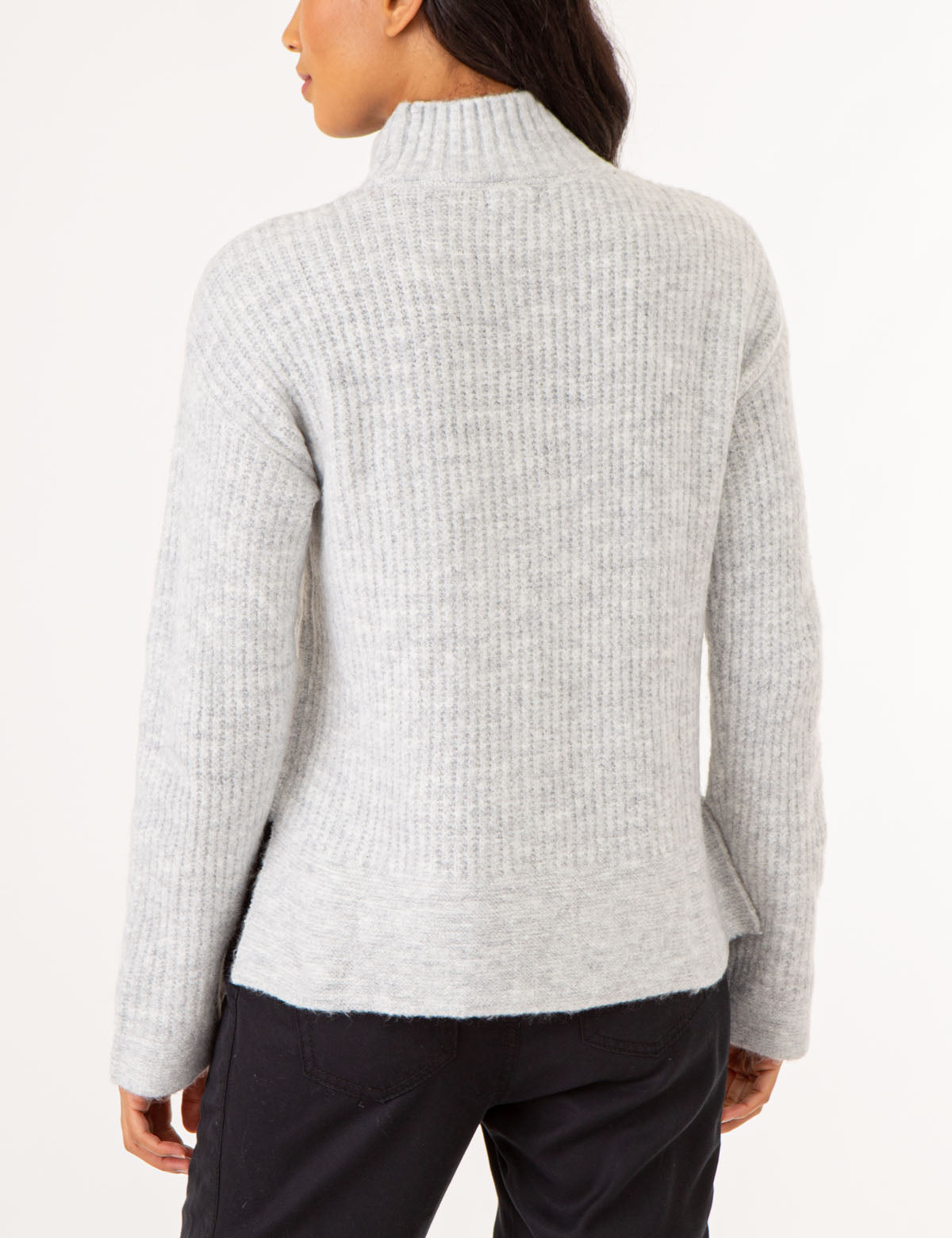 Mock Neck Side Slit Sweater for Women | Cozy Knit Pullover
