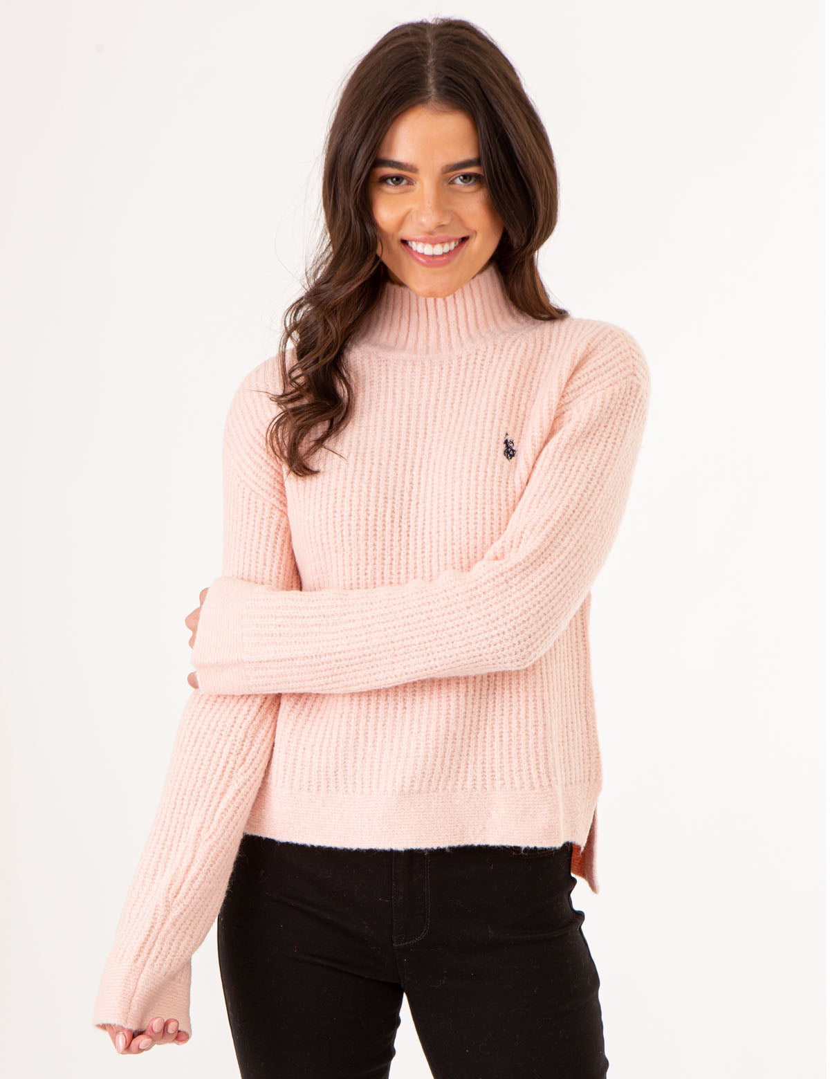 Mock Neck Side Slit Sweater for Women | Cozy Knit Pullover