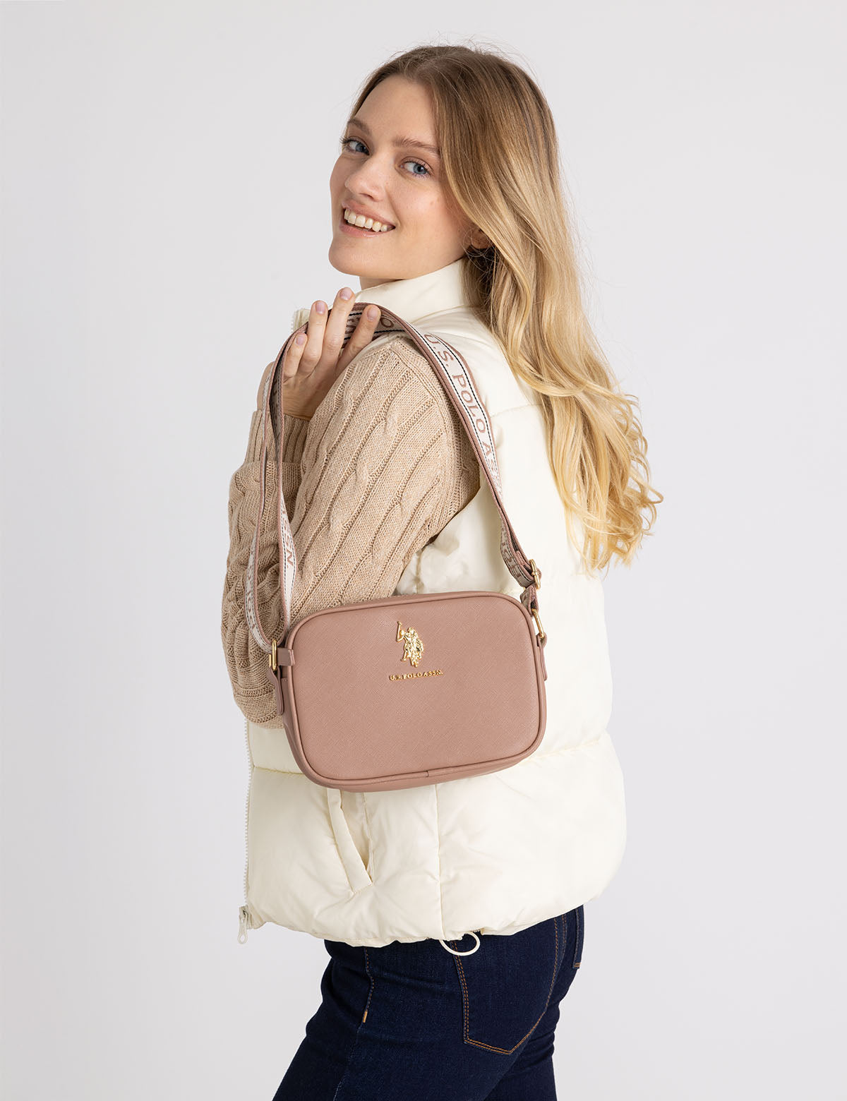 Classic Zip Crossbody Bag for Women | Saffiano PU & Logo Strap | U.S. Polo Assn.