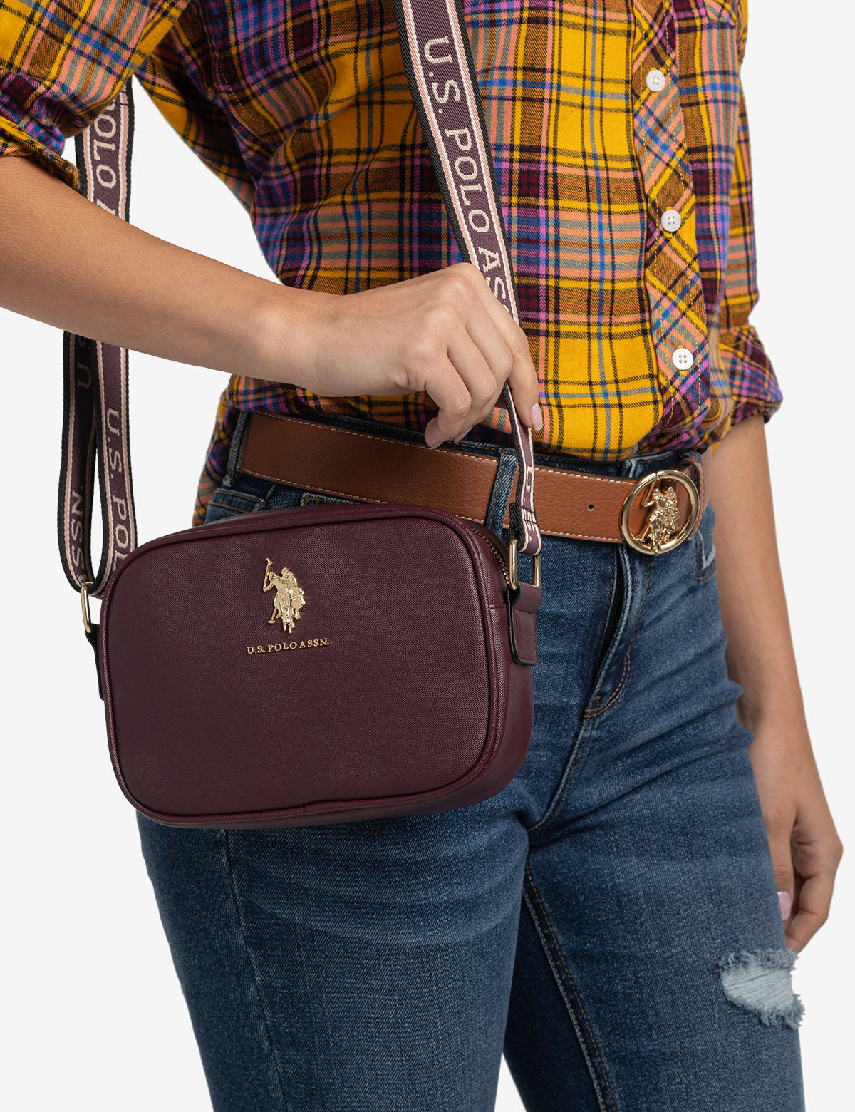 Classic Zip Crossbody Bag for Women | Saffiano PU & Logo Strap | U.S. Polo Assn.