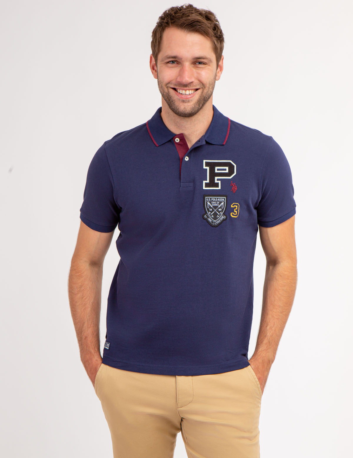 Multi Patch Pique Polo Shirt for Men | Casual & Stylish