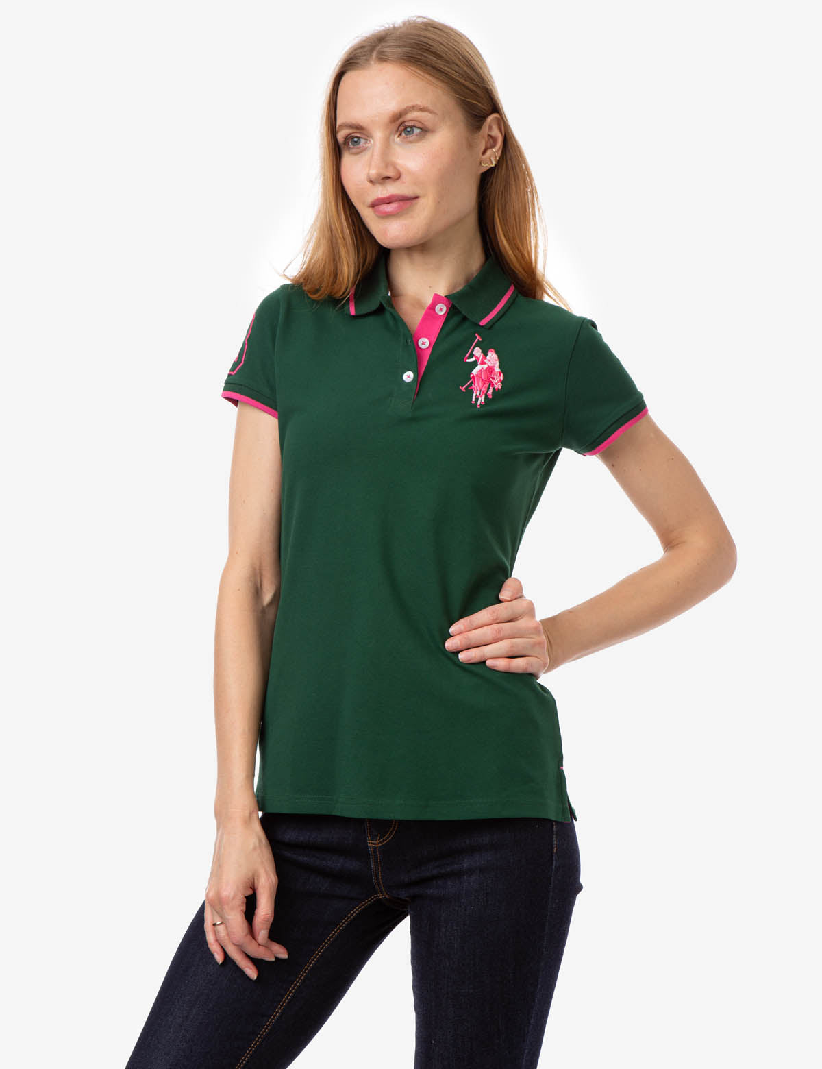 Multi-Tonal Polo Shirt with Big Logo & Contrast Stitching | Classic Fit