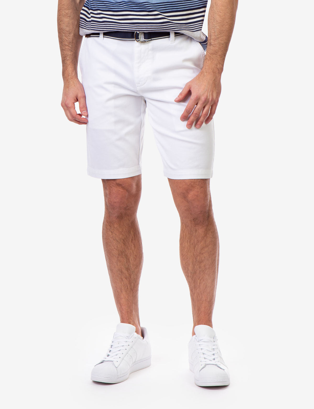 Men's Slim-Fit Belted Shorts with Zip Fly & Pockets | Hartford