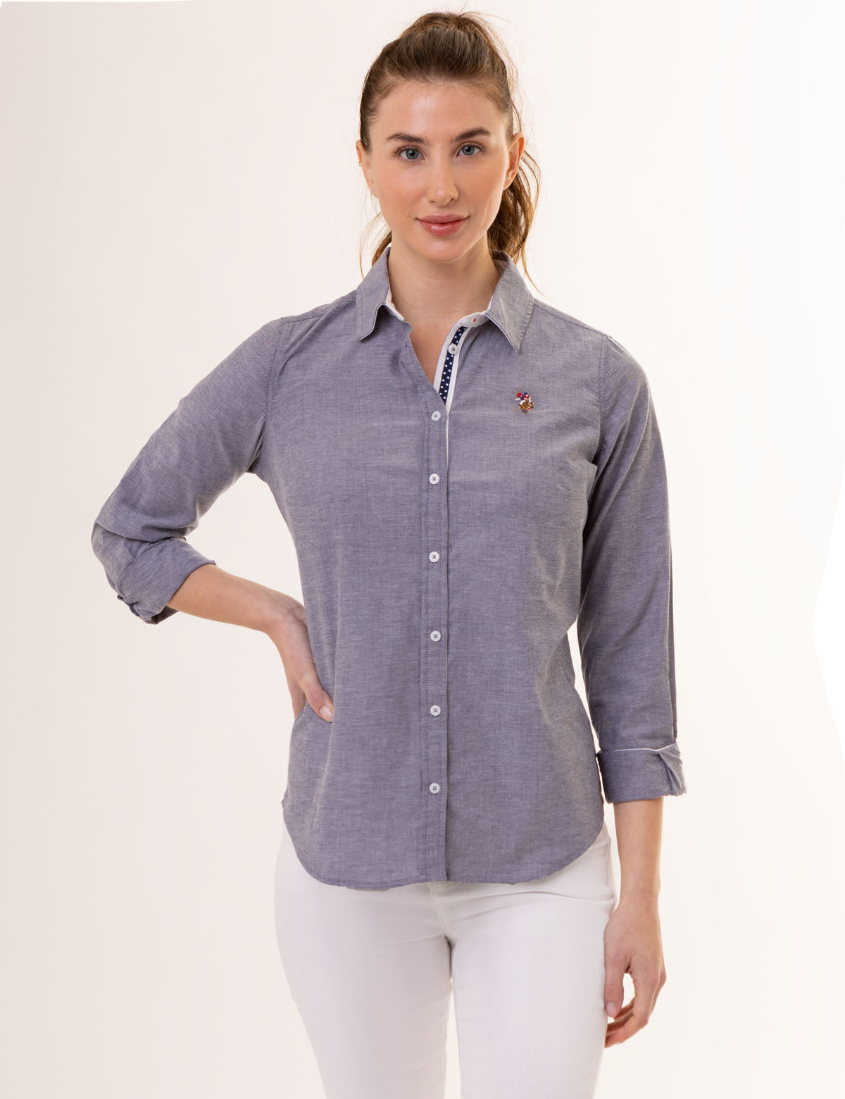 Multi-Tonal Oxford Shirt with Small Logo | Classic Button-Up