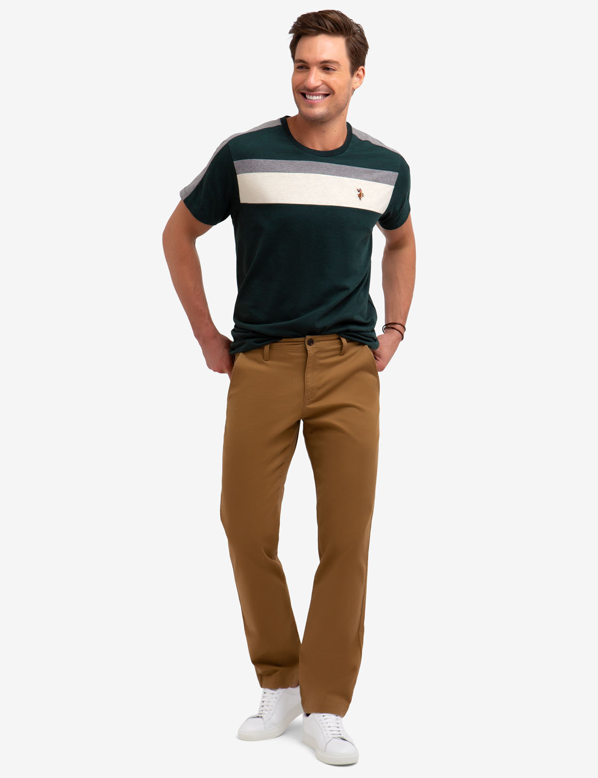 Colorblock Striped Cotton T-Shirt with Embroidered Logo