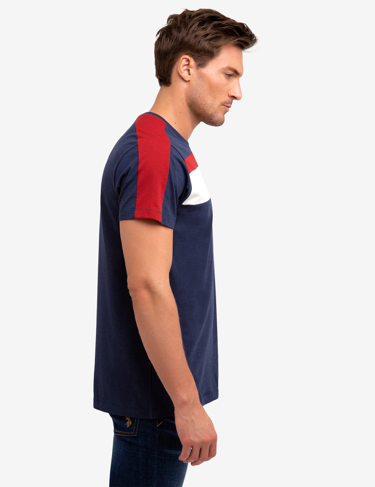 Colorblock Striped Cotton T-Shirt with Embroidered Logo