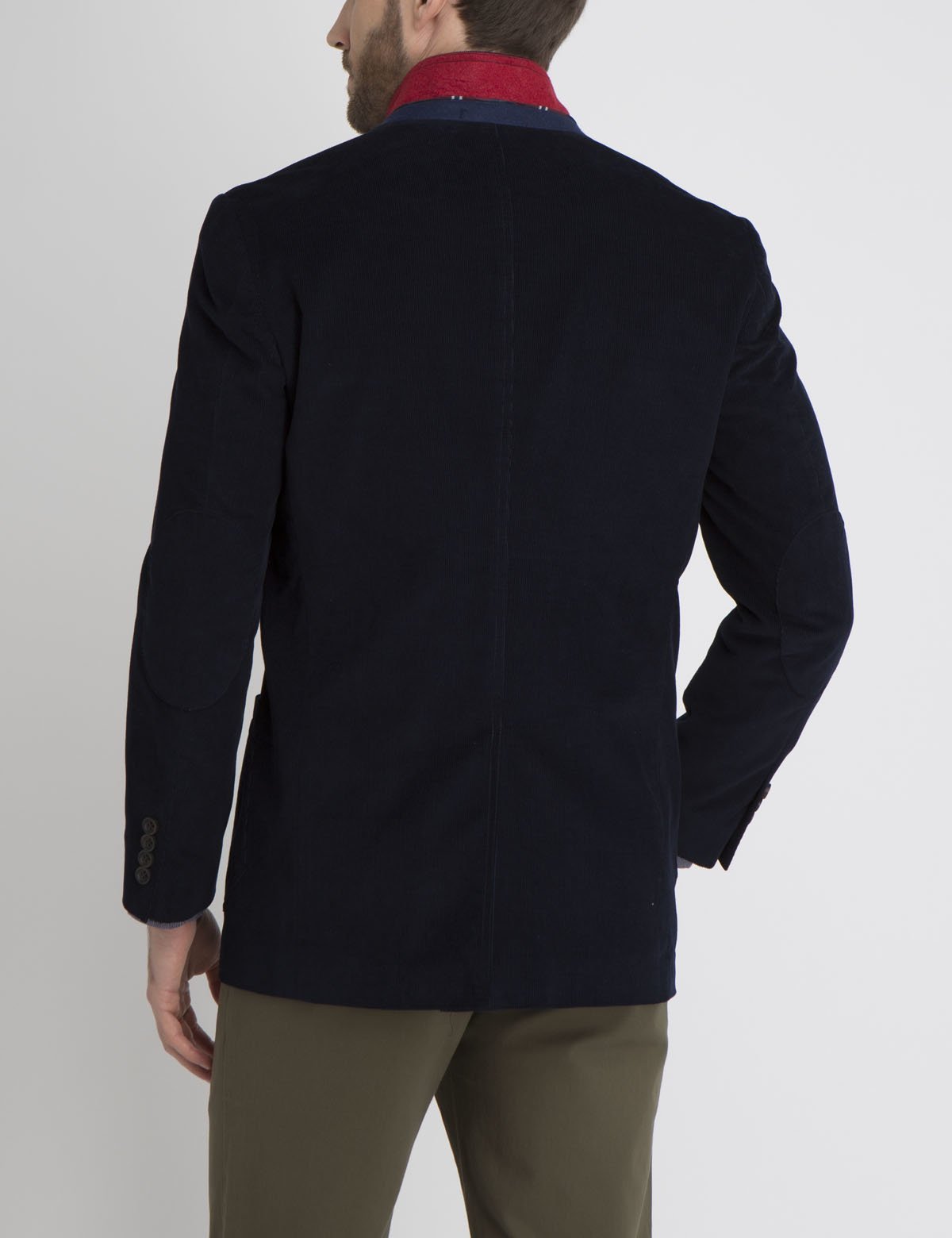Navy Corduroy Blazer for Men | Single Button Closure & Side Pockets