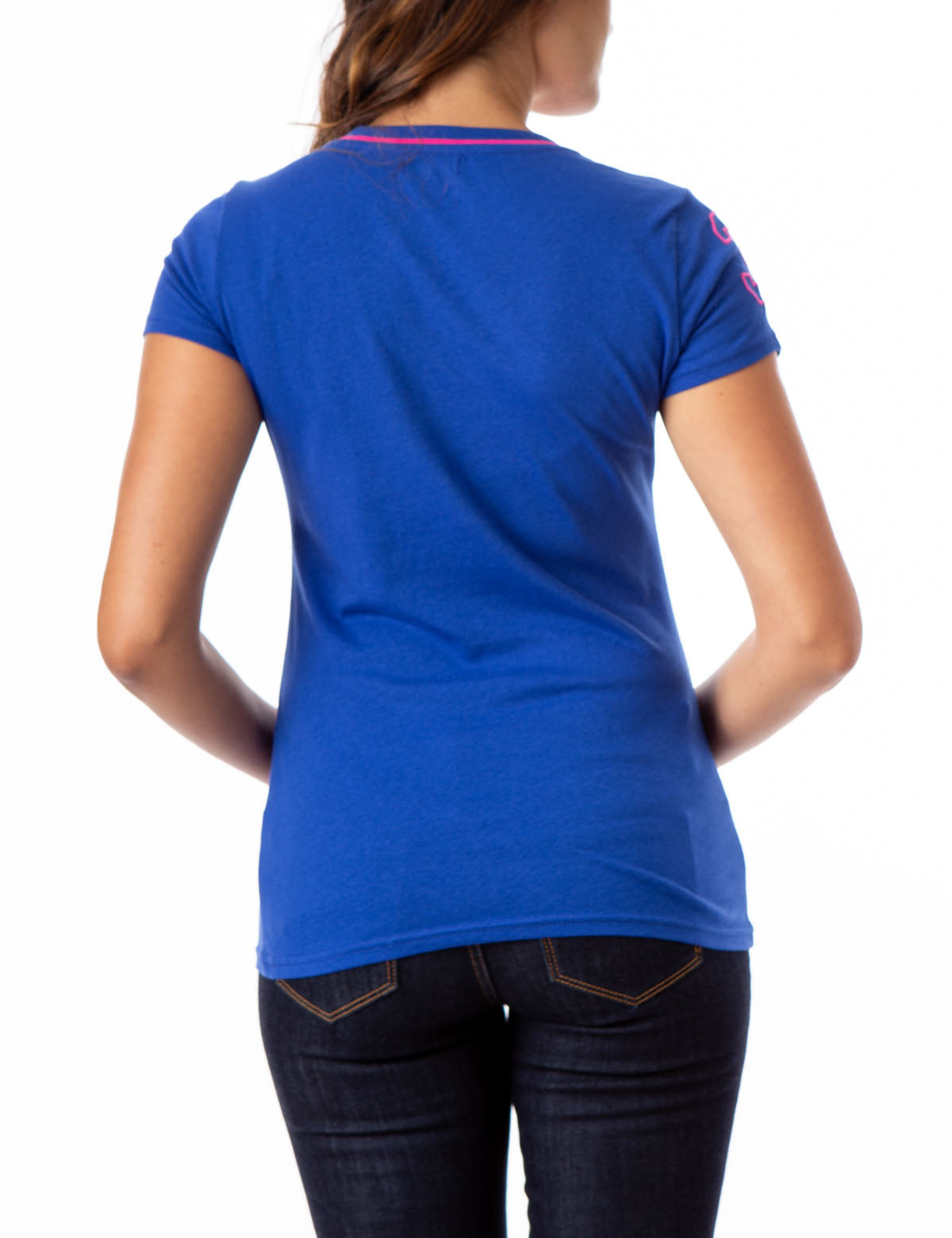 Neon V-Neck T-Shirt with Embroidered Logo & Sleeve Detail