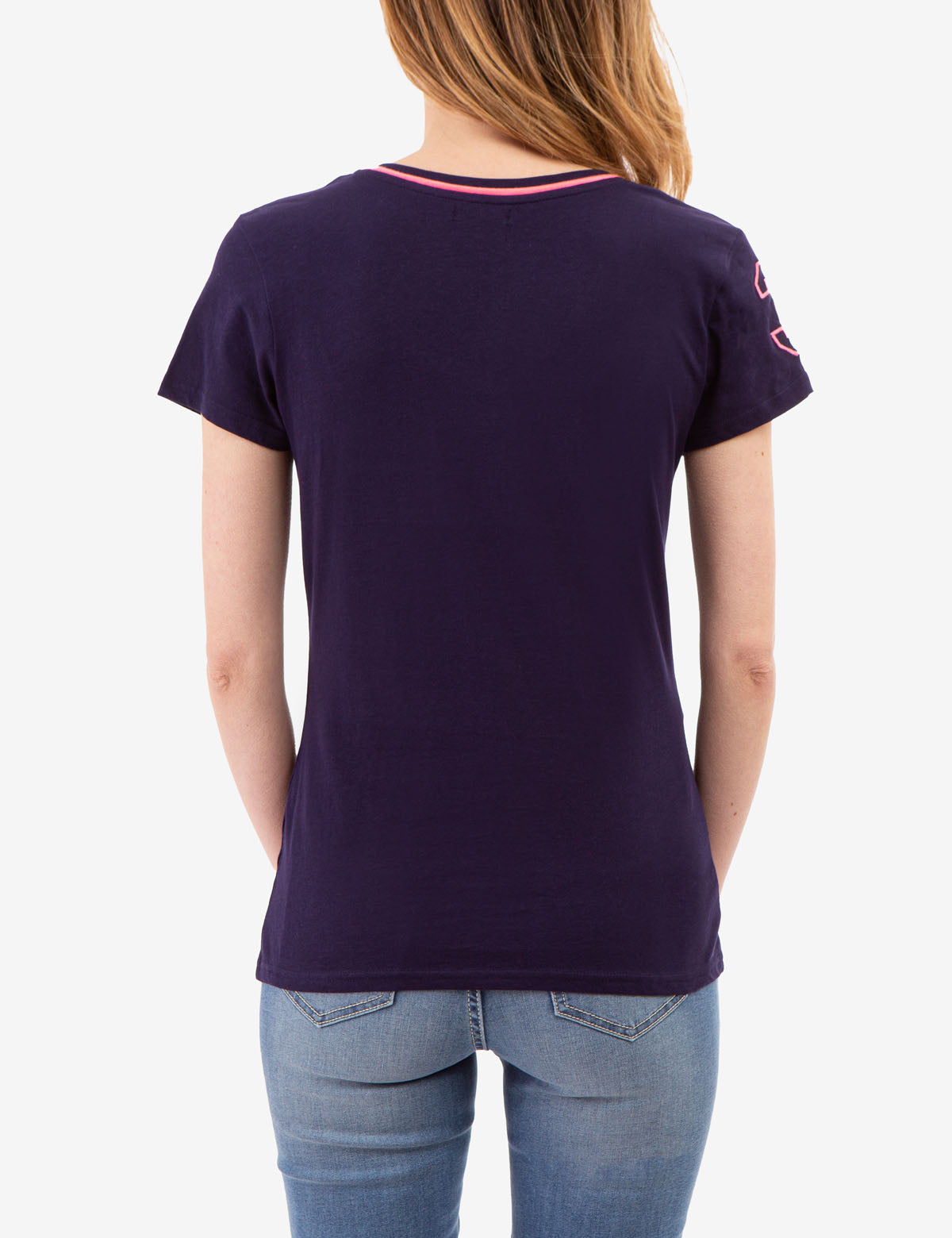 Neon V-Neck T-Shirt with Embroidered Logo & Sleeve Detail