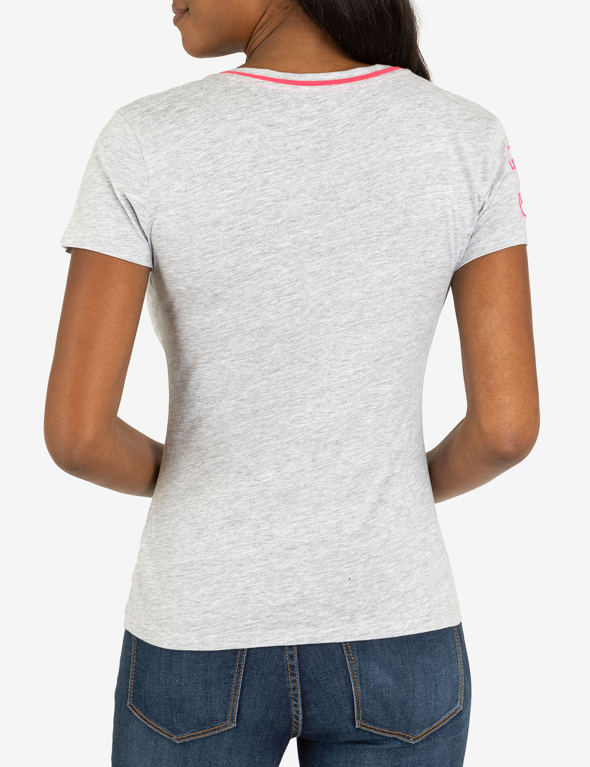 Neon V-Neck T-Shirt with Embroidered Logo & Sleeve Detail