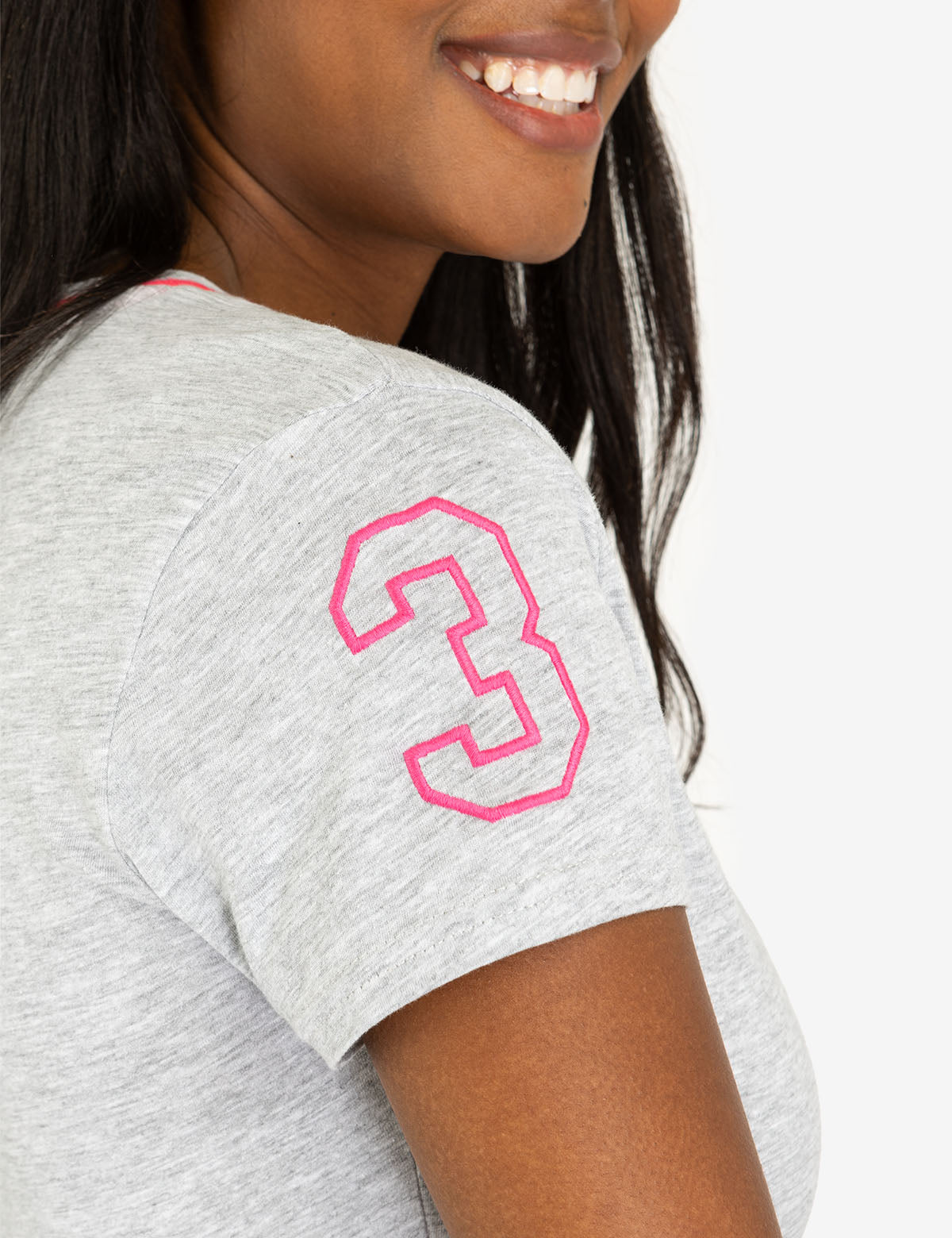 Neon V-Neck T-Shirt with Embroidered Logo & Sleeve Detail