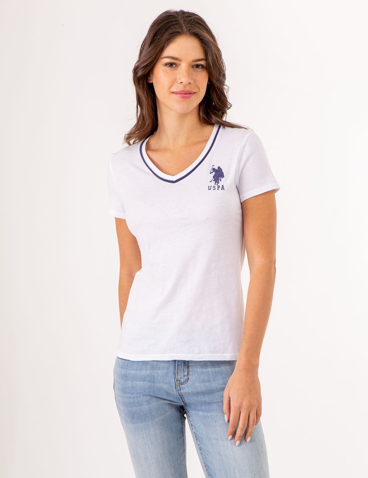 Neon V-Neck T-Shirt with Embroidered Logo & Sleeve Detail