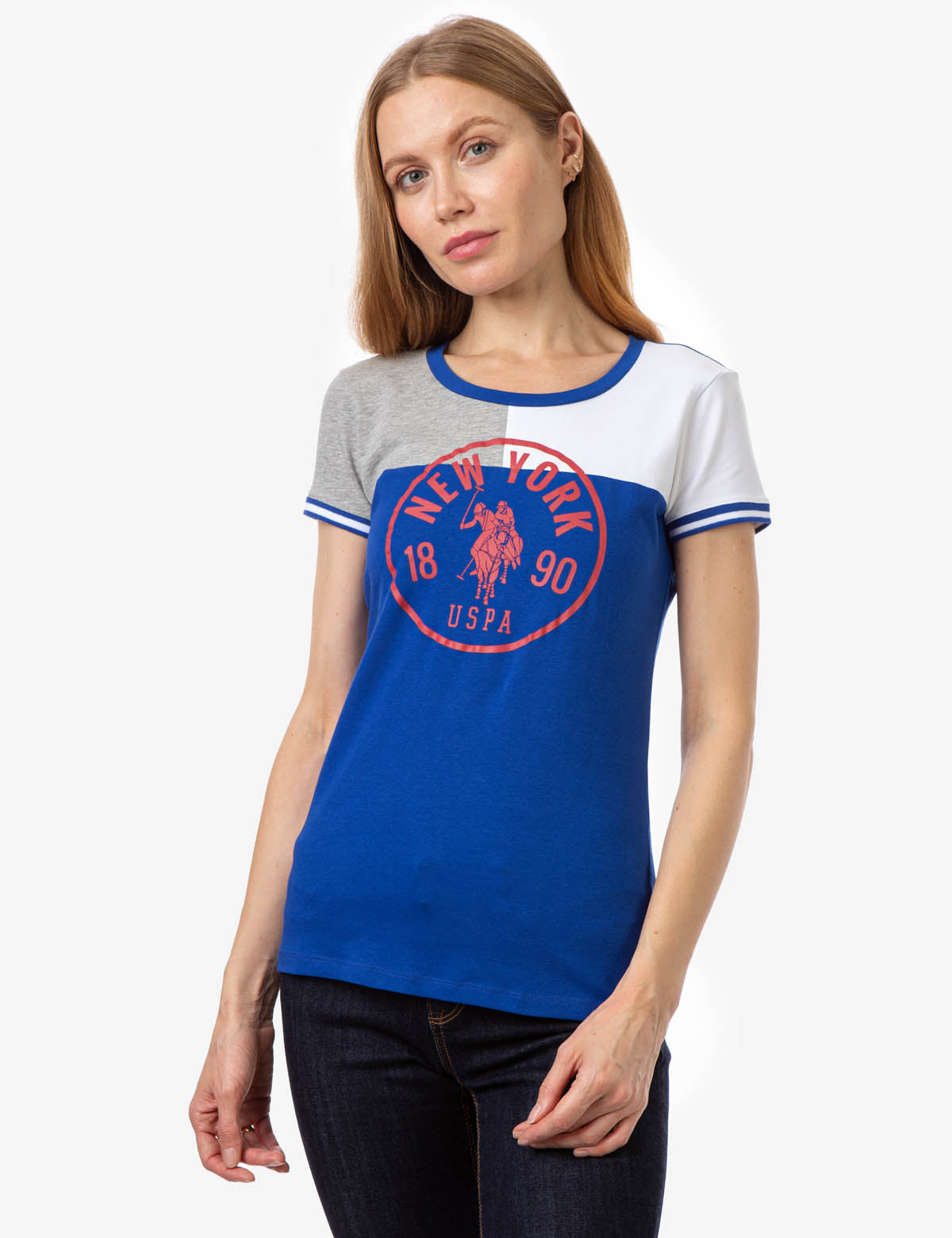 Colorblock New York Graphic T-Shirt | USPA Crew Neck Tee