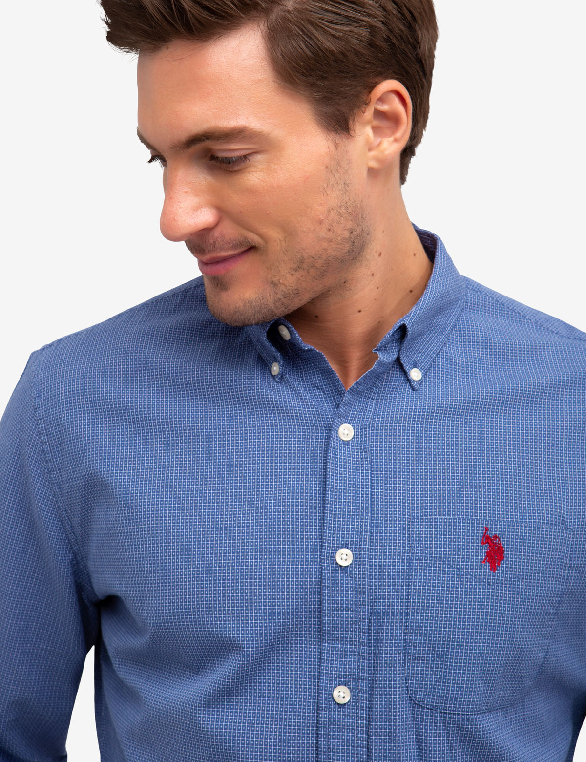 No-Tuck Dobby Textured Cotton Shirt | Reinforced Collar & Contoured Hem