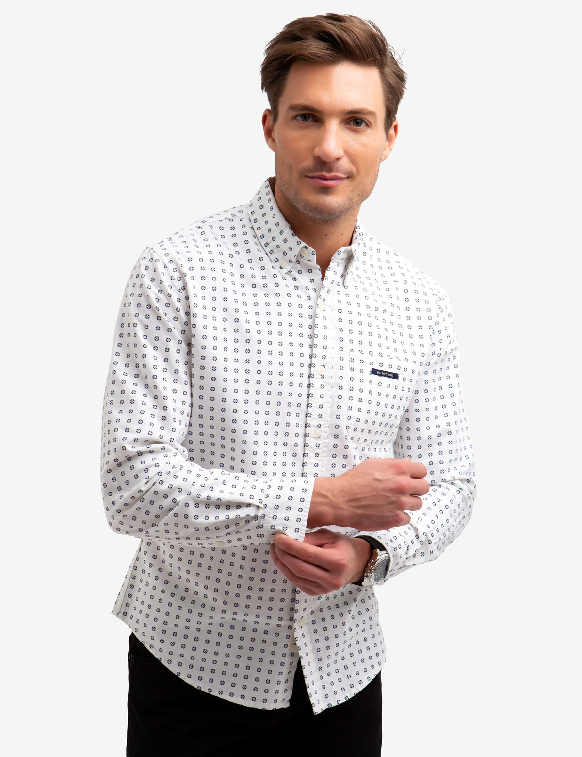 Geometric Print Oxford Shirt - No-Tuck Design | U.S. Polo Assn.